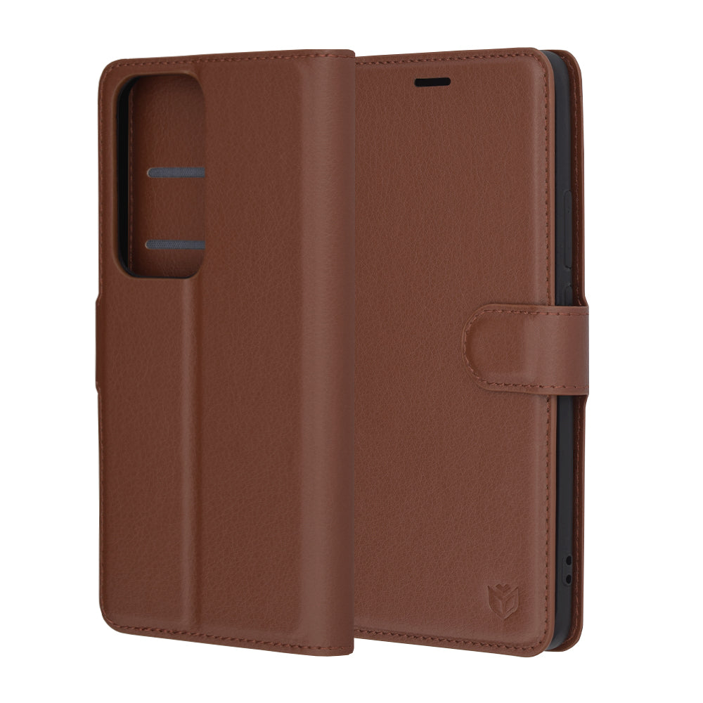 Калъф за Oppo Reno12, Techsuit, Leather Folio, Кафяв