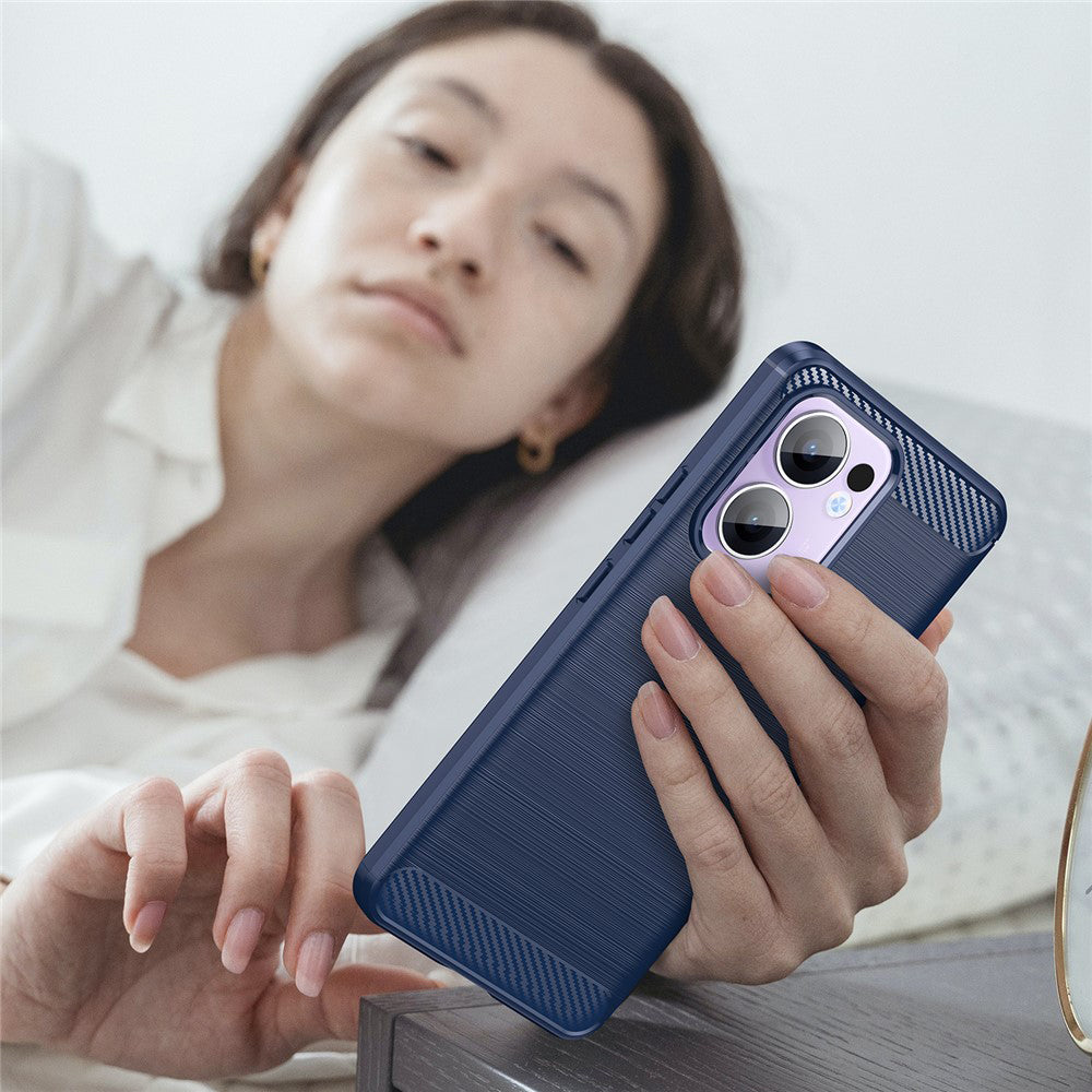 Калъф за Oppo Reno13 FS 5G / Reno13 F 4G / Reno13 F, Techsuit, Карбон, Син