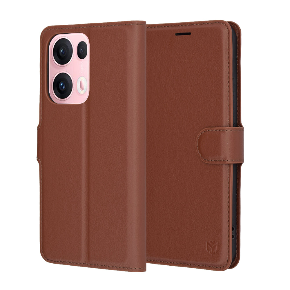 Калъф за Oppo Reno13 Pro, Techsuit, кожен портфейл, кафяв