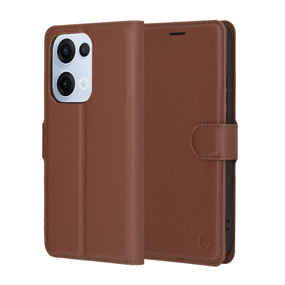 Калъф за Oppo Reno13, Techsuit, Leather Folio, Кафяв