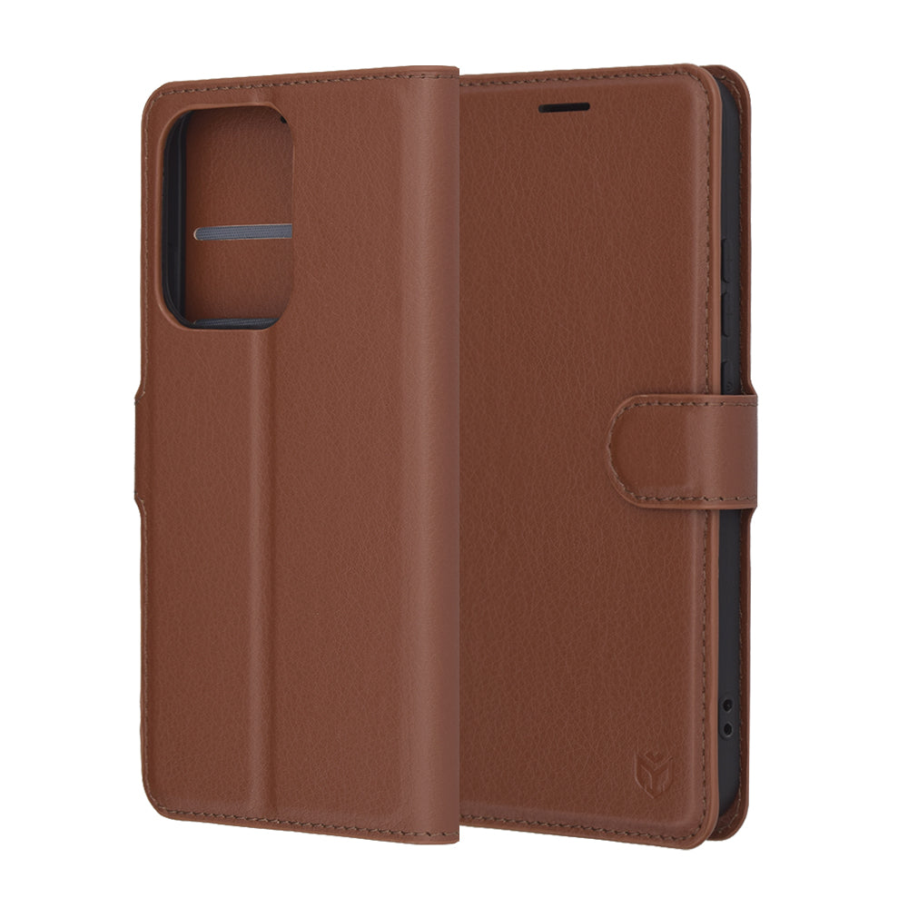Калъф за Oppo Reno13, Techsuit, Leather Folio, Кафяв