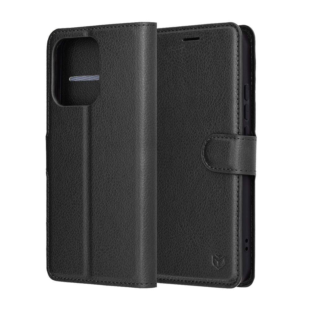 Калъф за Oppo Reno14, Techsuit, Leather Folio, Черен