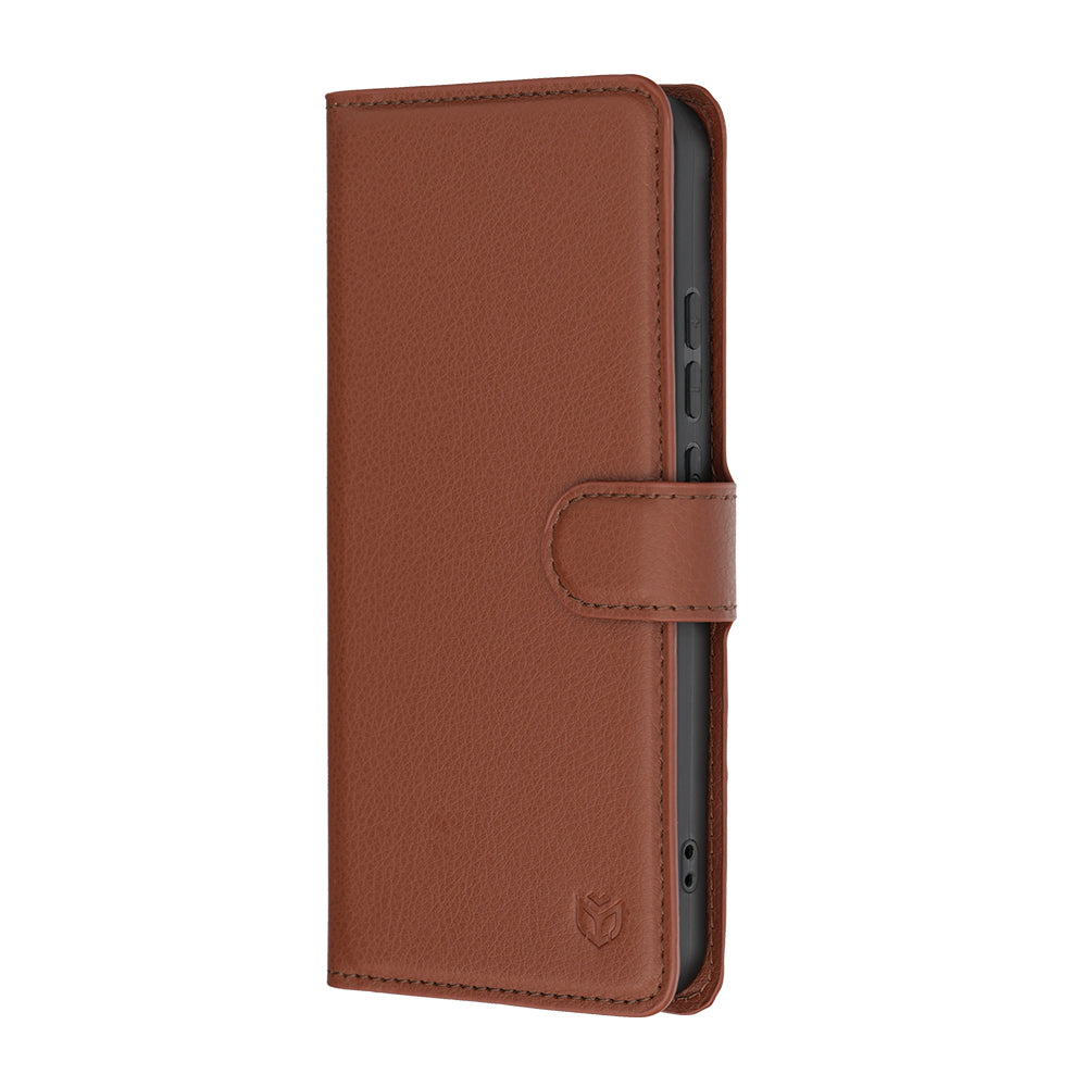 Калъф за Oppo Reno16 F / Reno16 FS, Techsuit, кожен портфейл, кафяв
