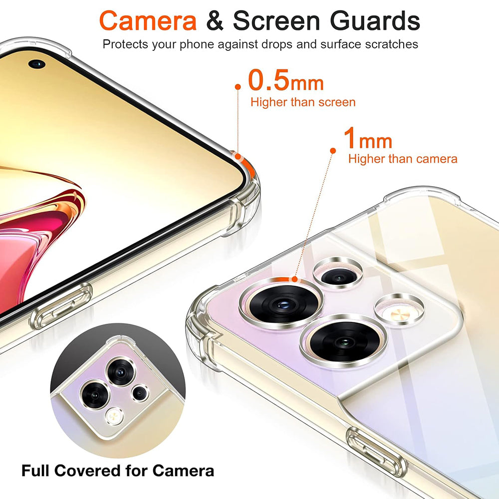 Калъф за Oppo Reno8, Techsuit, противоударен прозрачен, прозрачен