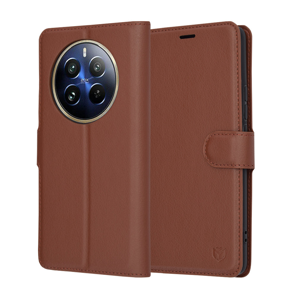 Калъф за Realme 12 Pro / 12 Pro+, Techsuit, Leather Folio, Кафяв