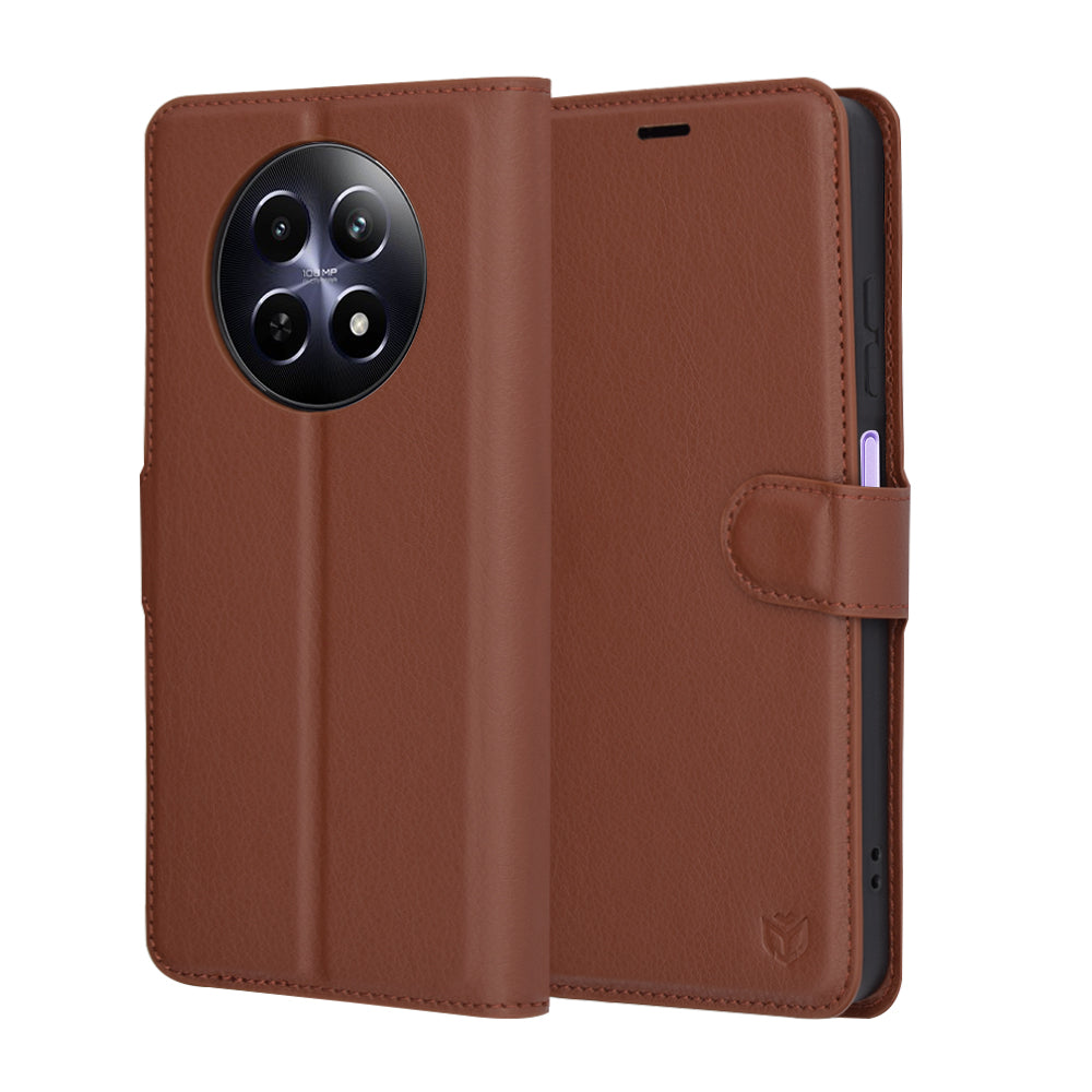 Калъф за Realme 12x / 12, Techsuit, Leather Folio, Кафяв