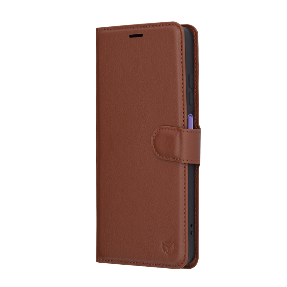 Калъф за Realme 12x / 12, Techsuit, Leather Folio, Кафяв