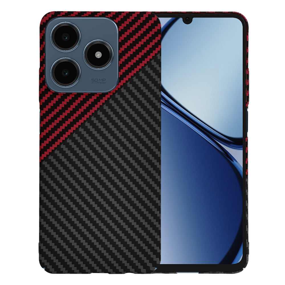 Калъф за Realme C63 / C61, Techsuit, Carbonite FiberShell, Черно Червен