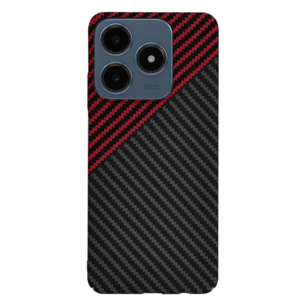 Калъф за Realme C63 / C61, Techsuit, Carbonite FiberShell, Черно Червен