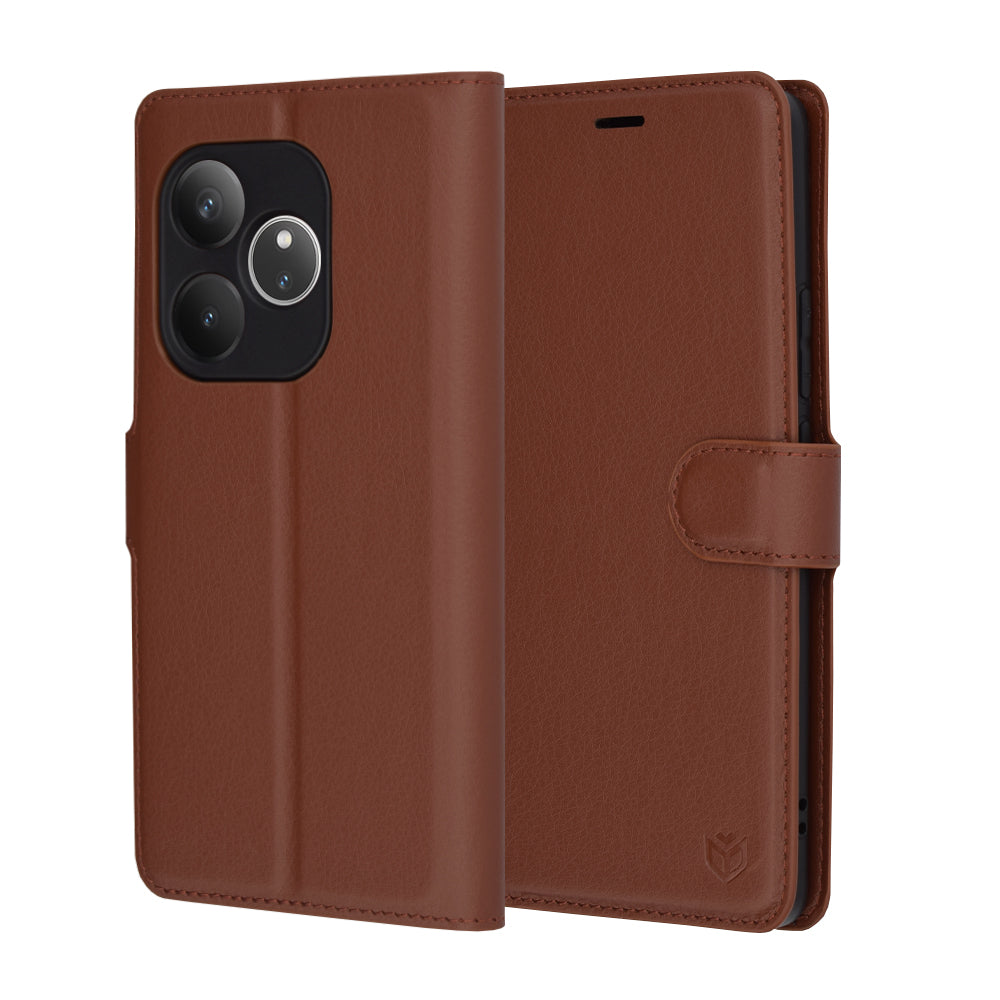 Калъф за Realme GT 6T / GT 6, Techsuit, Leather Folio, Кафяв