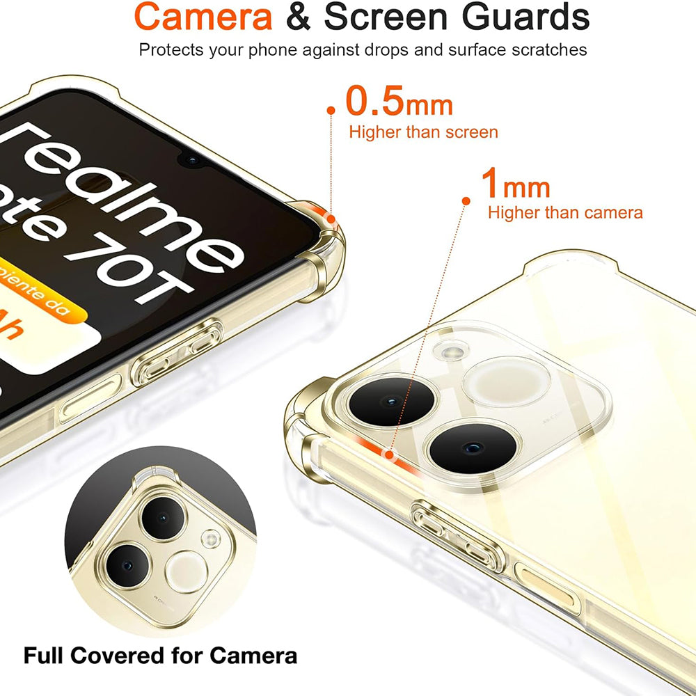 Калъф за Realme Note 70T, Techsuit, Shockproof Clear, Прозрачен