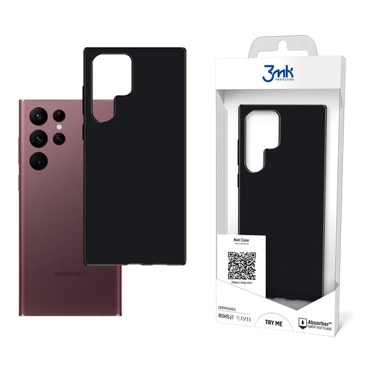 Калъф за Samsung Galaxy S22 Ultra 5G S908, 3MK, матов, черен