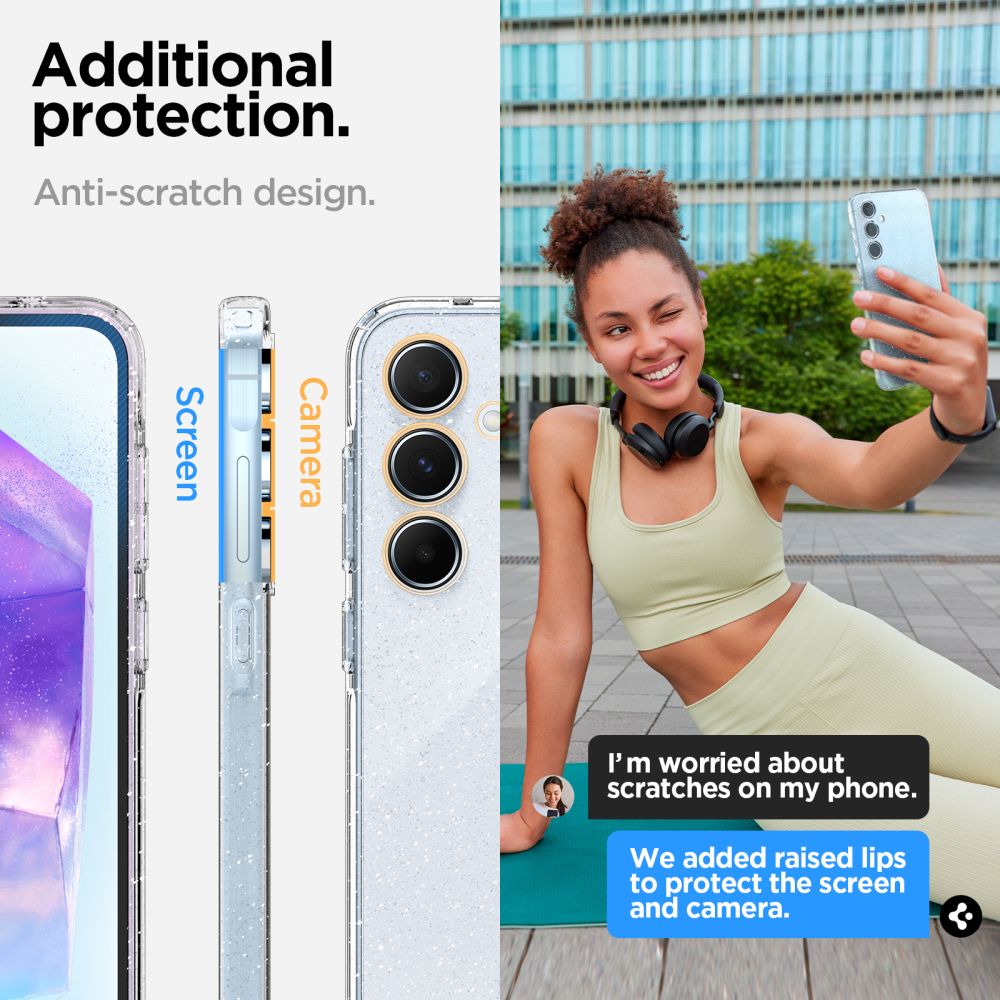 Калъф за Samsung Galaxy A55 5G A556, Spigen, Liquid Crystal Glitter, прозрачен ACS07538