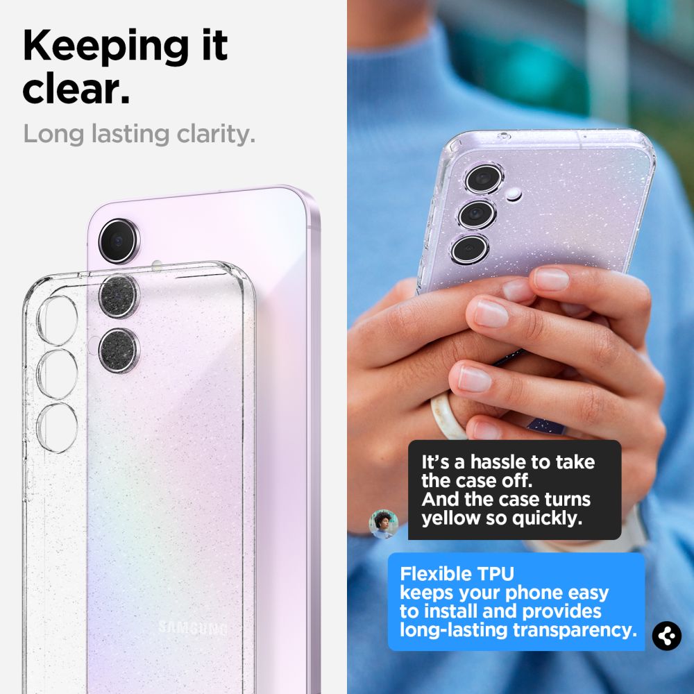 Калъф за Samsung Galaxy A55 5G A556, Spigen, Liquid Crystal Glitter, прозрачен ACS07538