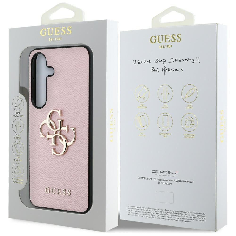 Калъф за Samsung Galaxy S25+ S936, Guess, 4G Grained Big and Classic Logo, Розов, Реупакован