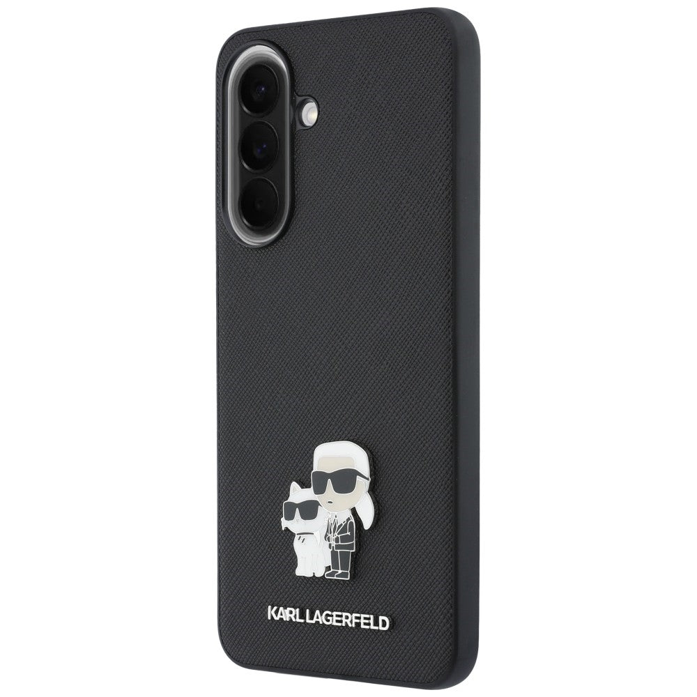 Калъф за Samsung Galaxy A37 5G, Karl Lagerfeld, Saffiano Karl & Choupette Metal, Черен