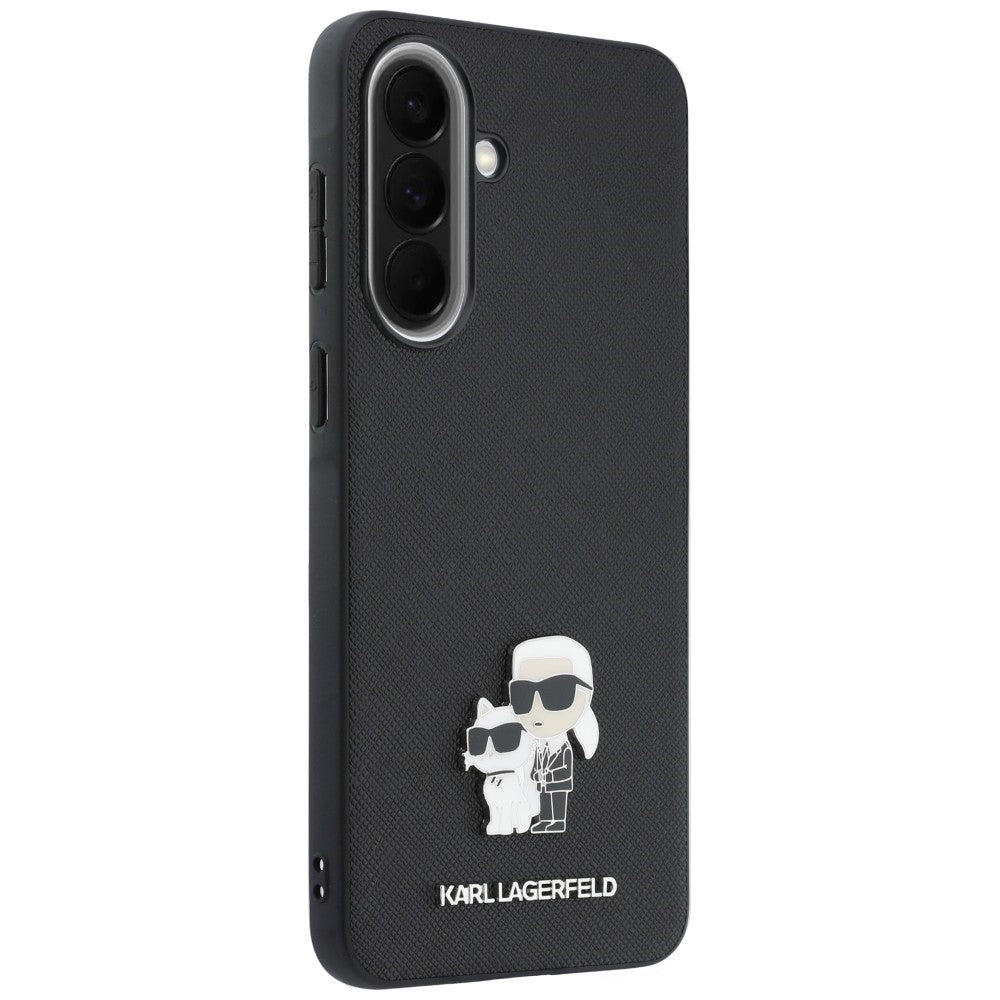 Калъф за Samsung Galaxy A37 5G, Karl Lagerfeld, Saffiano Karl & Choupette Metal, Черен