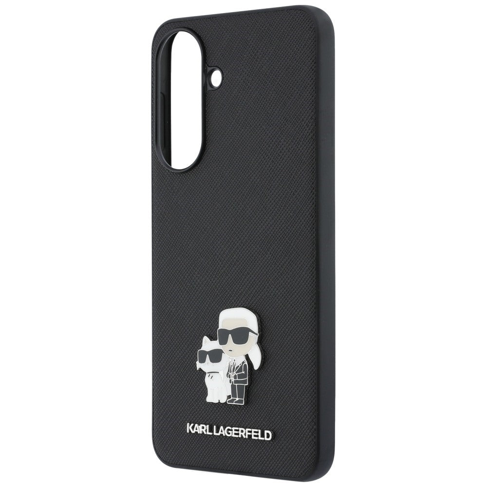 Калъф за Samsung Galaxy A37 5G, Karl Lagerfeld, Saffiano Karl & Choupette Metal, Черен