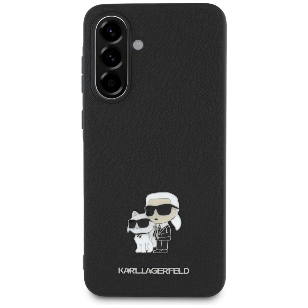 Калъф за Samsung Galaxy A56 A566, Karl Lagerfeld, Saffiano Karl & Choupette Metal, Черен