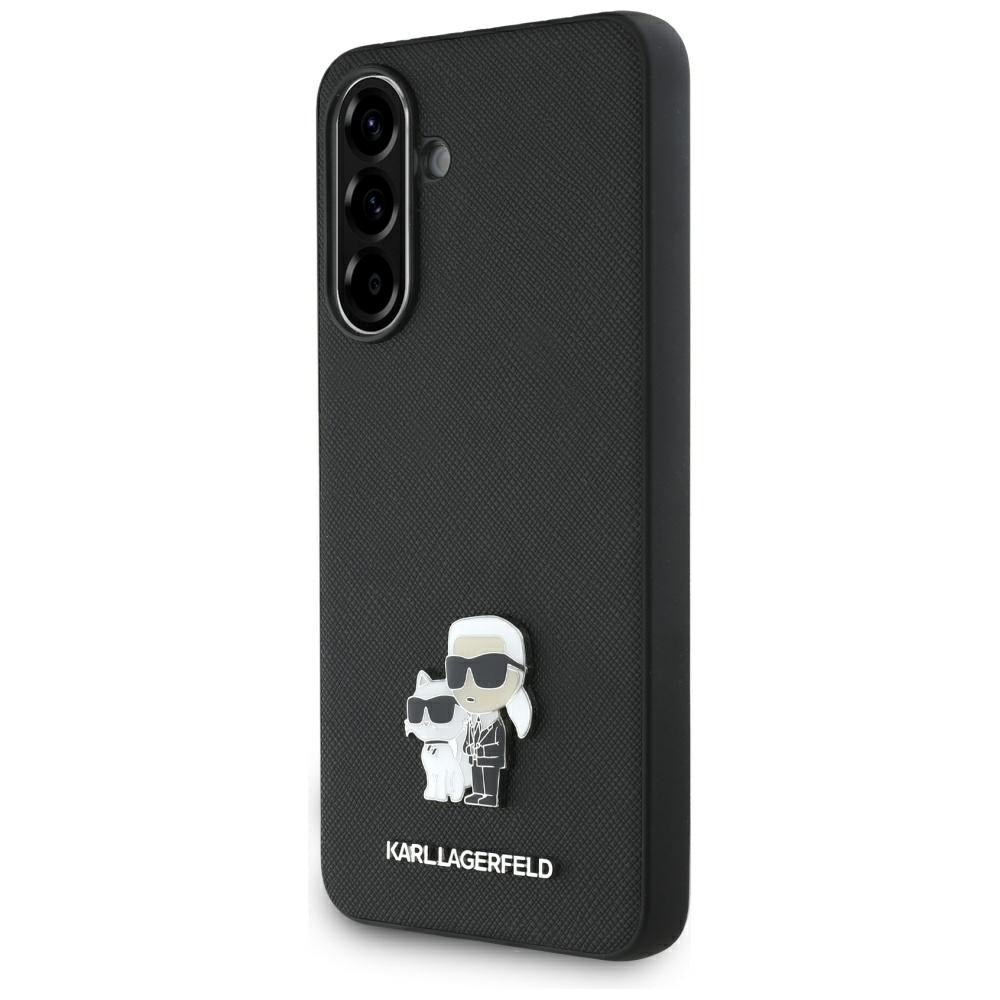 Калъф за Samsung Galaxy A56 A566, Karl Lagerfeld, Saffiano Karl & Choupette Metal, Черен
