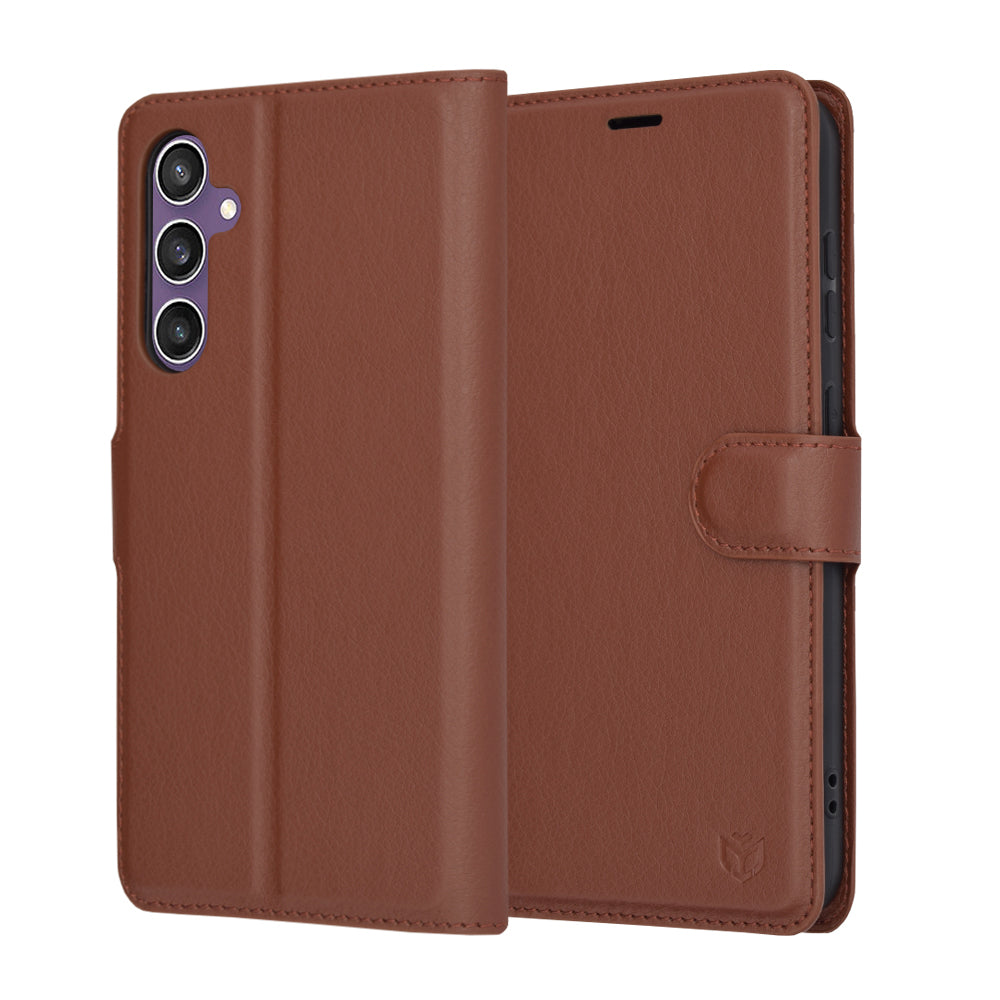 Калъф за Samsung Galaxy S23 FE S711, Techsuit, кожен портфейл, кафяв