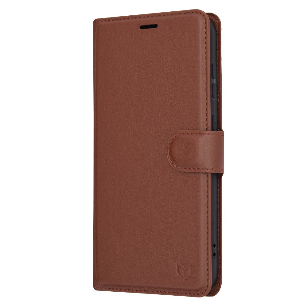 Калъф за Samsung Galaxy S23 FE S711, Techsuit, кожен портфейл, кафяв