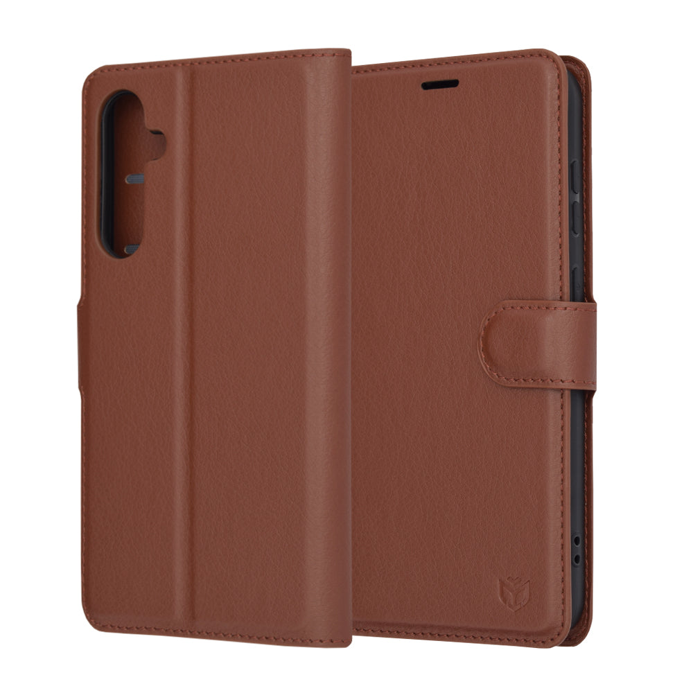 Калъф за Samsung Galaxy S23 FE S711, Techsuit, кожен портфейл, кафяв