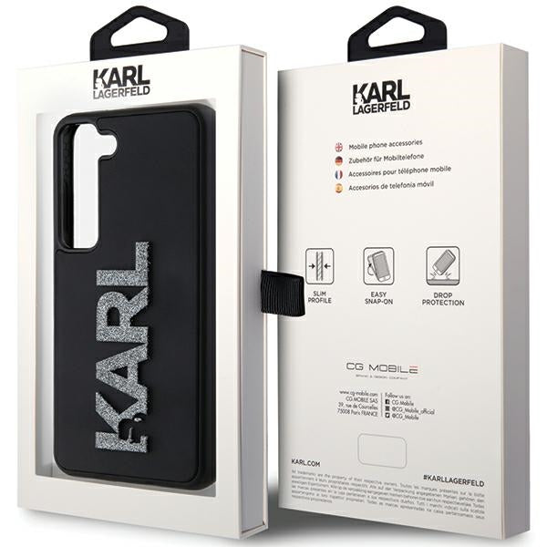Калъф за Samsung Galaxy S23+ S916, Karl Lagerfeld, 3D Rubber Glitter Logo, Черен