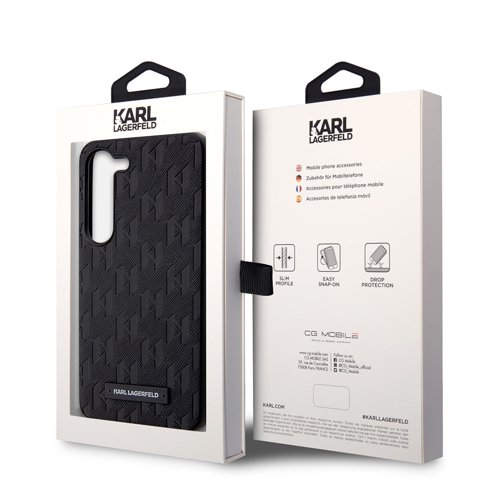 Калъф за Samsung Galaxy S23+ S916, Karl Lagerfeld, Saffiano Monogram Metal Logo, Черен