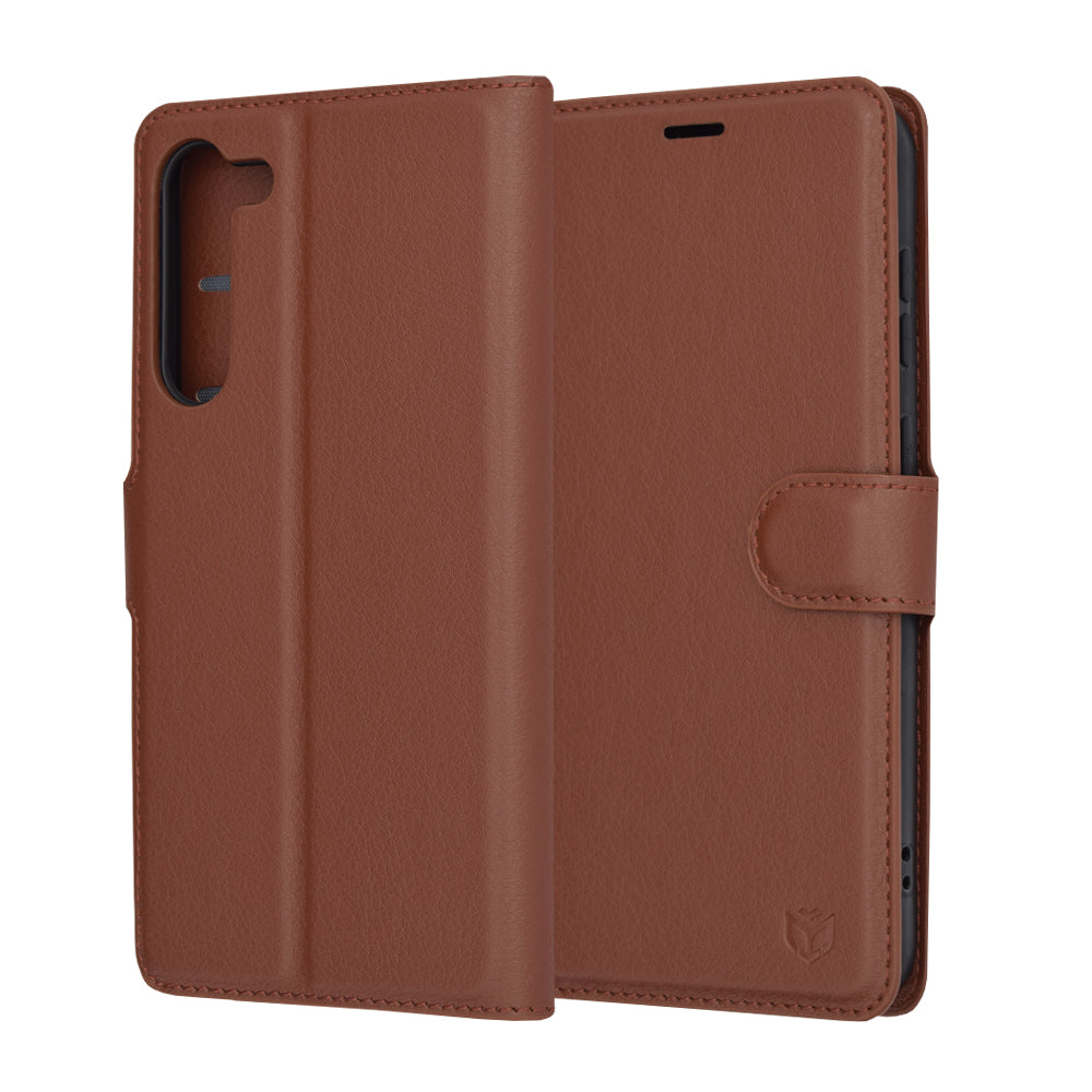 Калъф за Samsung Galaxy S23+ S916, Techsuit, кожен портфейл, кафяв