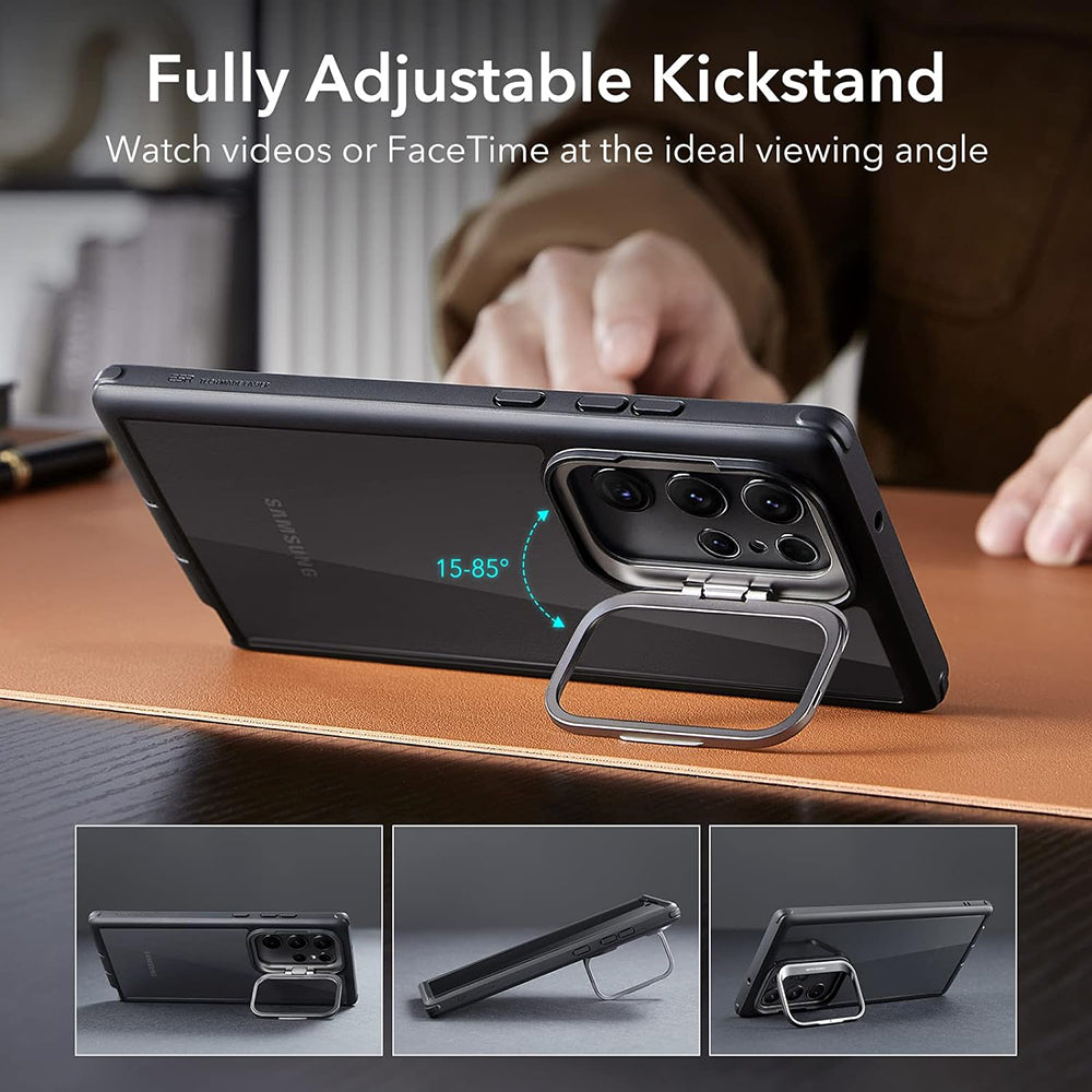 Калъф за Samsung Galaxy S23 Ultra S918, ESR, Shock Armor Kickstand, Прозрачен черен