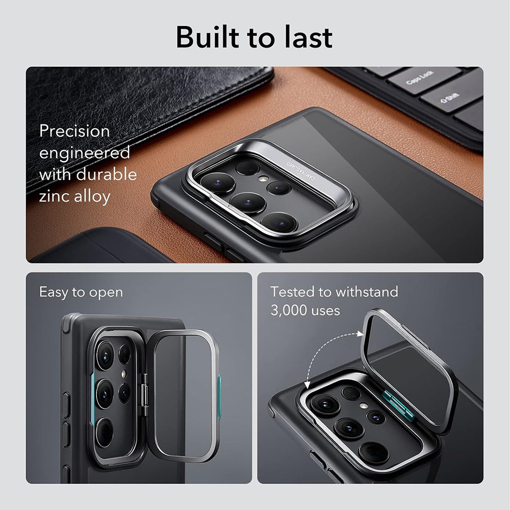 Калъф за Samsung Galaxy S23 Ultra S918, ESR, Shock Armor Kickstand, Прозрачен черен