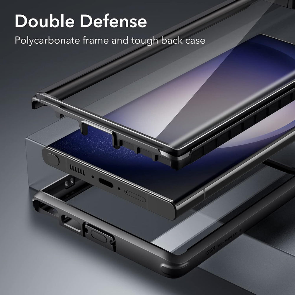 Калъф за Samsung Galaxy S23 Ultra S918, ESR, Shock Armor Kickstand, Прозрачен черен