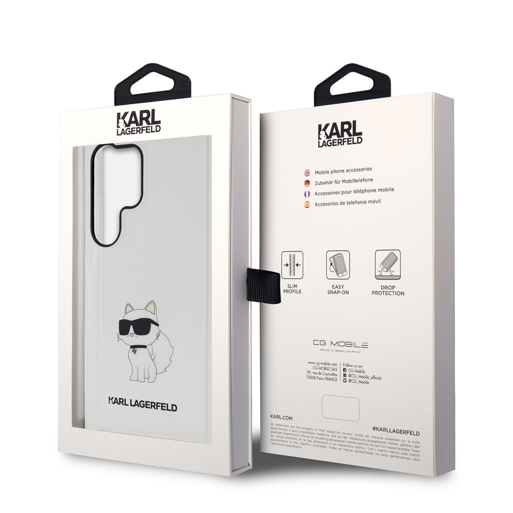 Калъф за Samsung Galaxy S23 Ultra S918, Karl Lagerfeld, Ikonik Choupette, Прозрачен
