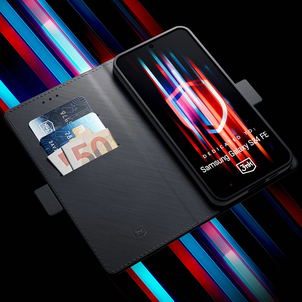 Калъф за Samsung Galaxy S24 FE S721, 3MK, Wallet, Черен
