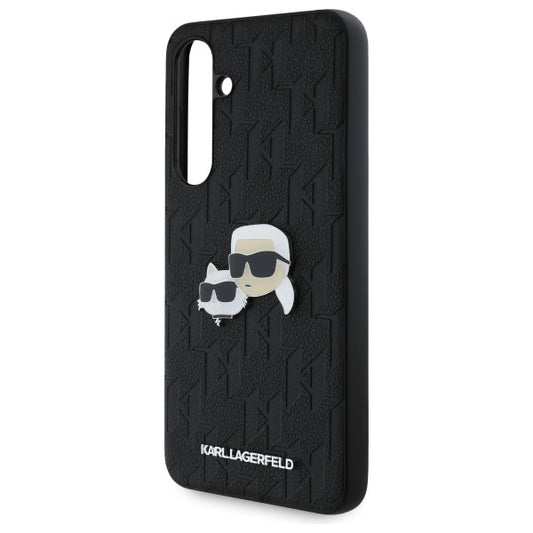 Калъф за Samsung Galaxy S24 FE S721, Karl Lagerfeld, Monogram Karl & Choupette's Heads, Черен
