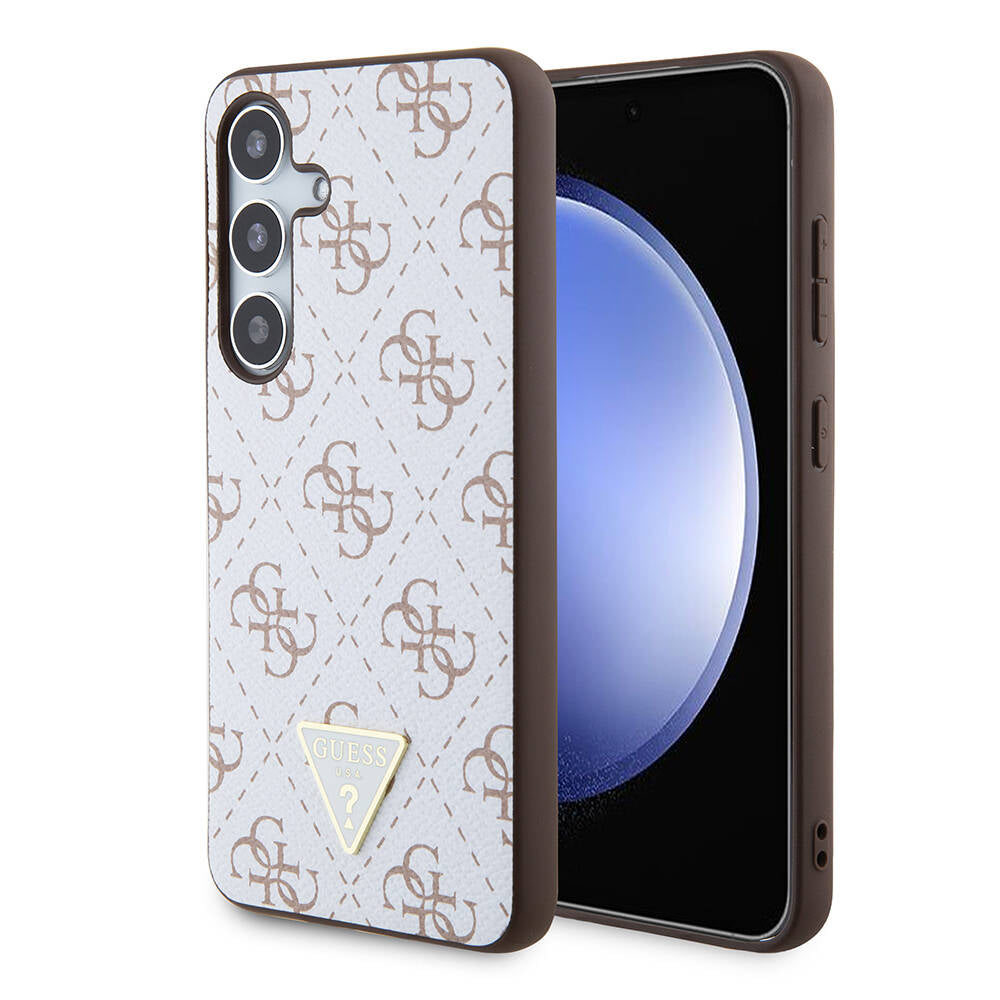 Калъф за Samsung Galaxy S24+ S926, Guess, 4G Triangle Logo, Бял