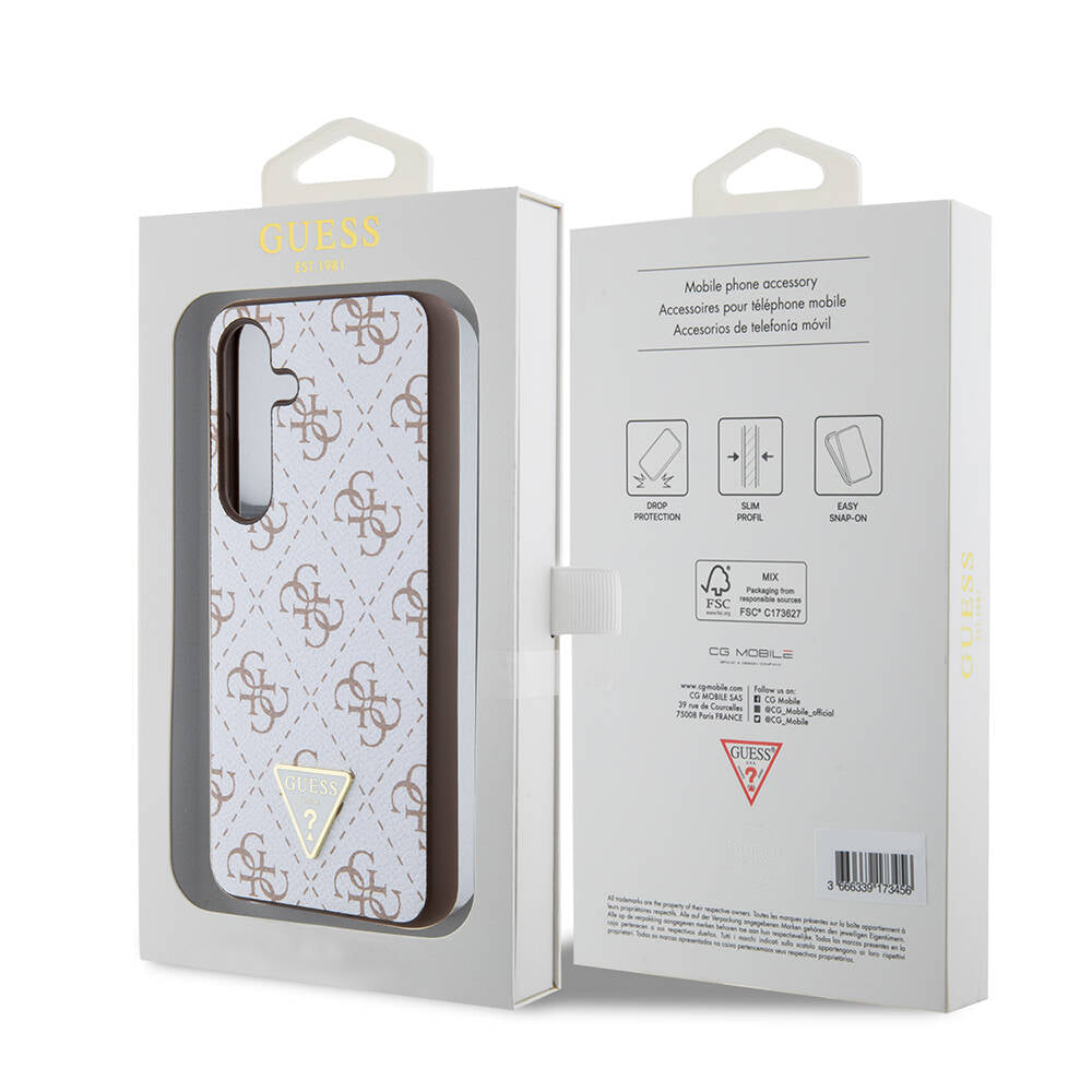 Калъф за Samsung Galaxy S24+ S926, Guess, 4G Triangle Logo, Бял