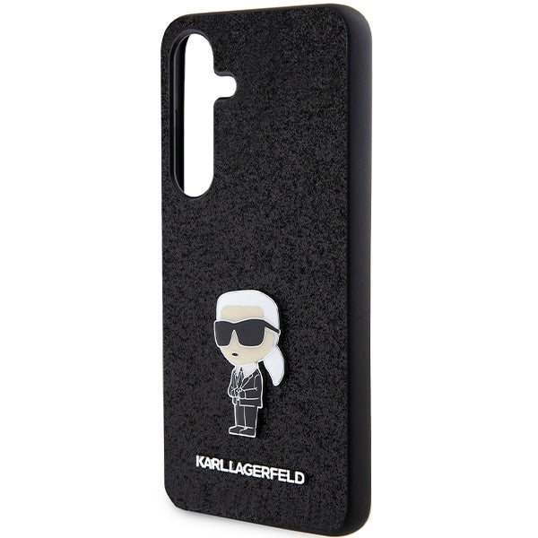 Калъф за Samsung Galaxy S24+ S926, Karl Lagerfeld, Glitter Ikonik Karl Logo, Черен