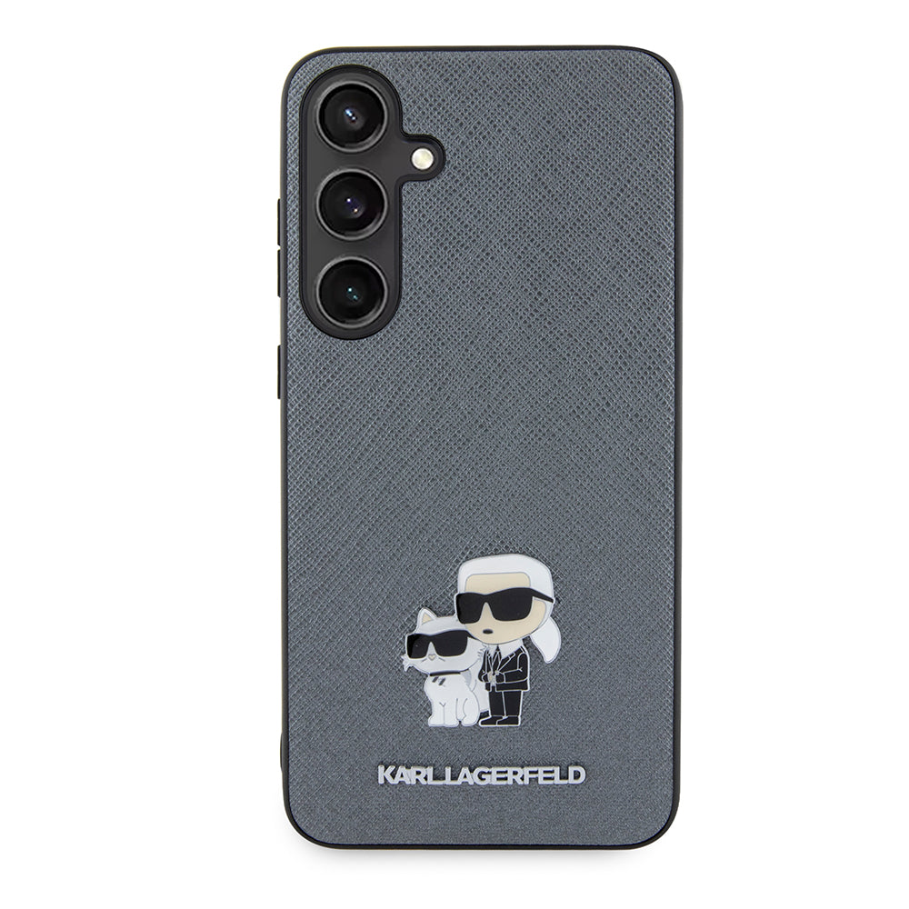 Калъф за Samsung Galaxy S24+ S926, Karl Lagerfeld, Saffiano Karl & Choupette Metal, Сив