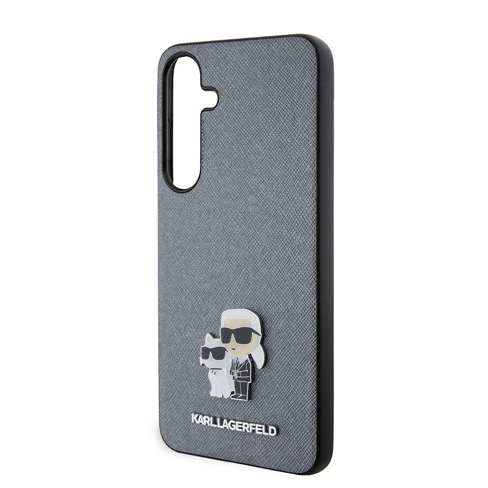 Калъф за Samsung Galaxy S24+ S926, Karl Lagerfeld, Saffiano Karl & Choupette Metal, Сив