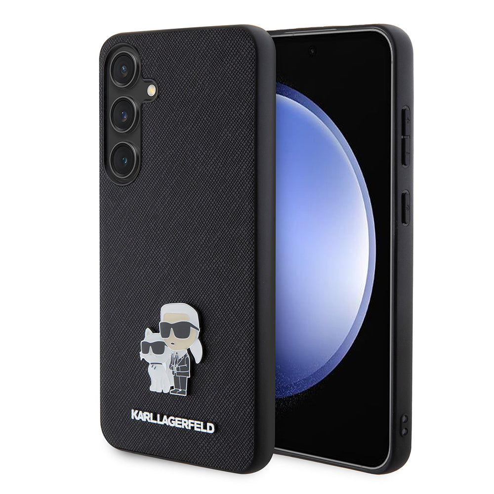 Калъф за Samsung Galaxy S24+ S926, Karl Lagerfeld, Saffiano Karl & Choupette Metal, Черен