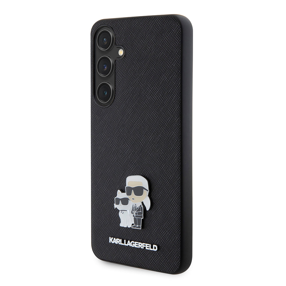 Калъф за Samsung Galaxy S24+ S926, Karl Lagerfeld, Saffiano Karl & Choupette Metal, Черен