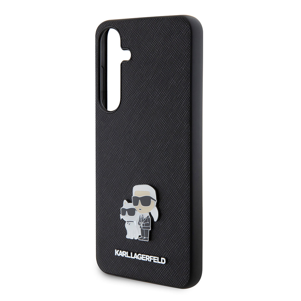 Калъф за Samsung Galaxy S24+ S926, Karl Lagerfeld, Saffiano Karl & Choupette Metal, Черен