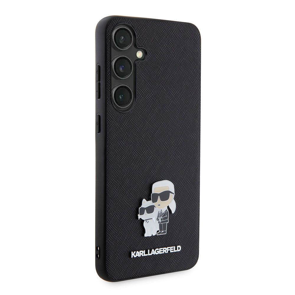 Калъф за Samsung Galaxy S24+ S926, Karl Lagerfeld, Saffiano Karl & Choupette Metal, Черен