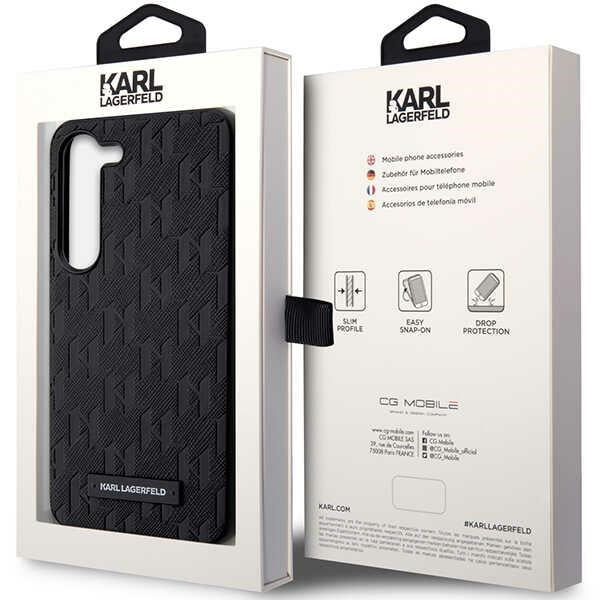 Калъф за Samsung Galaxy S24+ S926, Karl Lagerfeld, Saffiano Monogram Metal Logo, Черен