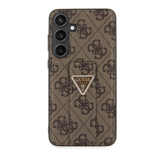 Калъф за Samsung Galaxy S24 S921, Guess, Grip Stand 4G Triangle Strass, Кафяв