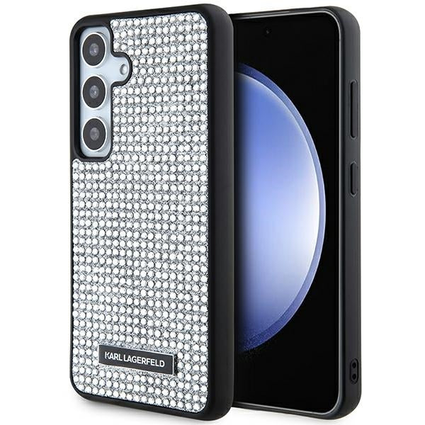 Калъф за Samsung Galaxy S24 S921, Karl Lagerfeld, Rhinestone Metal Plate, Сребрист