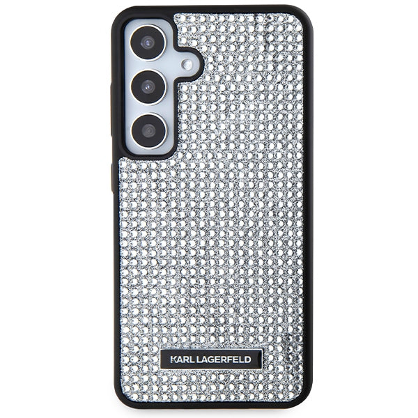 Калъф за Samsung Galaxy S24 S921, Karl Lagerfeld, Rhinestone Metal Plate, Сребрист