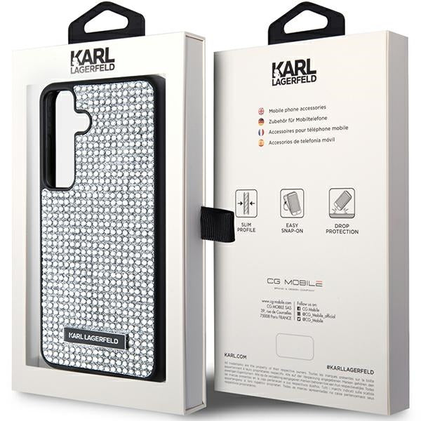 Калъф за Samsung Galaxy S24 S921, Karl Lagerfeld, Rhinestone Metal Plate, Сребрист